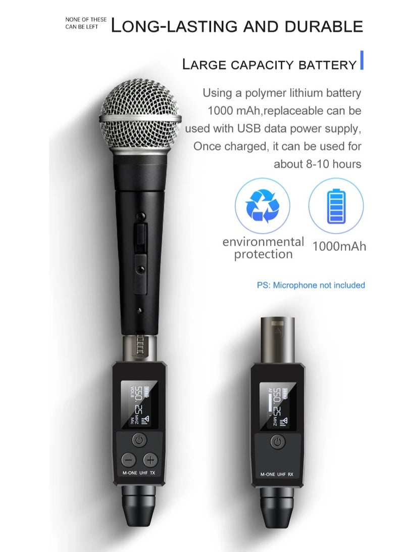 VK-38 UHF Wireless Microphone Converter, XLR Transmitter And Receiver for Dynamic Microphone Guitar Receiver Transmission Adapter - Image 2
