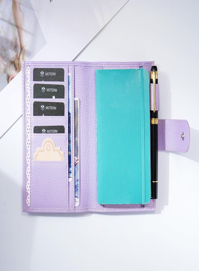 Moterm Leather Cover for Moleskine - Fits Daily/Weekly Planner and Classic, with Pen Loop, Card Slots and Back Pocket (Pebbled-Lavender) - Image 3