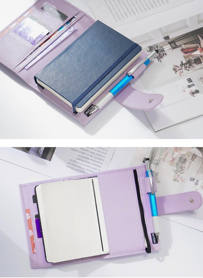 Moterm Leather Cover for Moleskine - Fits Daily/Weekly Planner and Classic, with Pen Loop, Card Slots and Back Pocket (Pebbled-Lavender) - Image 4