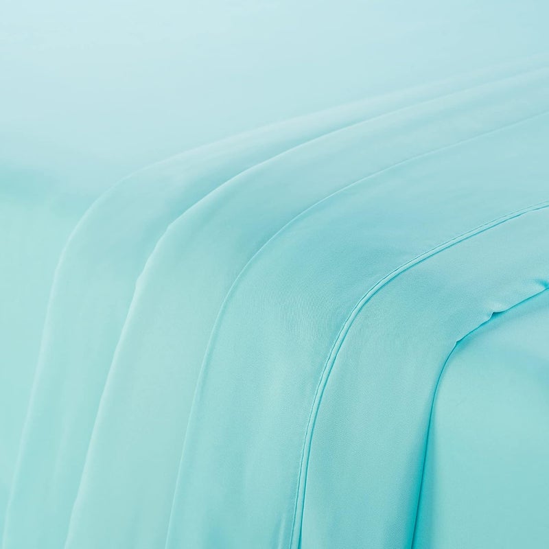 Serta Simply Clean Super Soft Hypoallergenic Stain Resistant Deep Pocket 3 Pieces Solid Bed Sheet Set, Twin, Turquoise - Image 3
