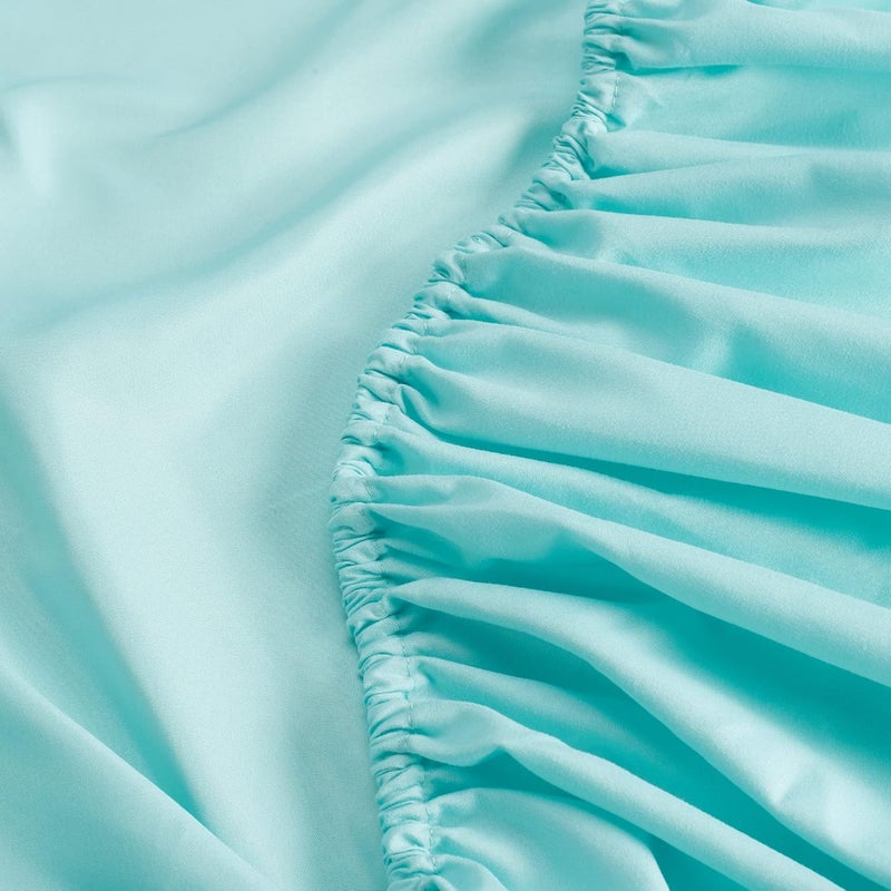 Serta Simply Clean Super Soft Hypoallergenic Stain Resistant Deep Pocket 3 Pieces Solid Bed Sheet Set, Twin, Turquoise - Image 4