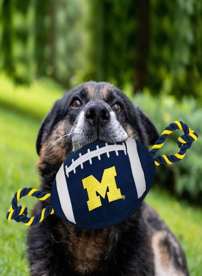 Pets First NCAA Michigan Wolverines Football Dog Toy, Tough Quality Nylon Materials, Strong Pull Ropes, Inner Squeaker, Collegiate Team Color, 1 Count (Pack of 1) - Image 4