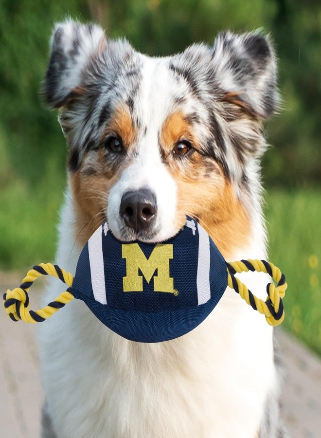 Pets First NCAA Michigan Wolverines Football Dog Toy, Tough Quality Nylon Materials, Strong Pull Ropes, Inner Squeaker, Collegiate Team Color, 1 Count (Pack of 1) - Image 2