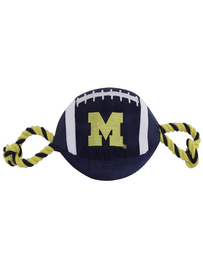 Pets First NCAA Michigan Wolverines Football Dog Toy, Tough Quality Nylon Materials, Strong Pull Ropes, Inner Squeaker, Collegiate Team Color, 1 Count (Pack of 1) - Image 1