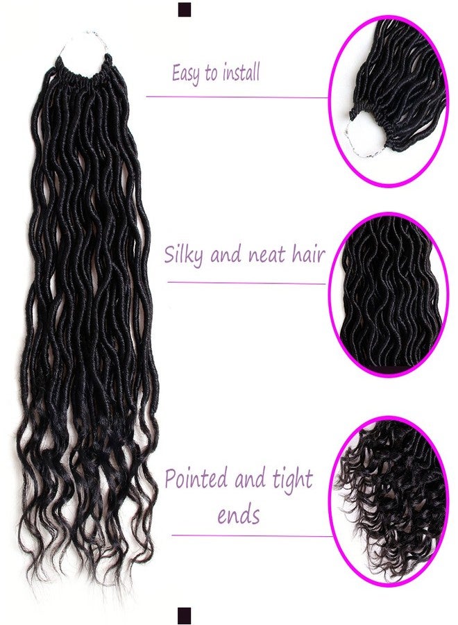 Ali Bling 6 Packs Goddess Locs Crochet Hair Wavy Curly Faux Locs Crochet Braids Synthetic Hair Extensions Dreadlocks Crochet Low Temperature Braiding Hair (14" (6 Packs), #2) - Image 2