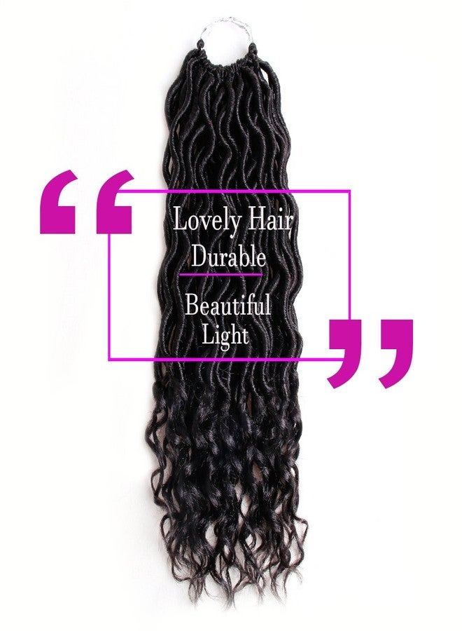 Ali Bling 6 Packs Goddess Locs Crochet Hair Wavy Curly Faux Locs Crochet Braids Synthetic Hair Extensions Dreadlocks Crochet Low Temperature Braiding Hair (14" (6 Packs), #2) - Image 3