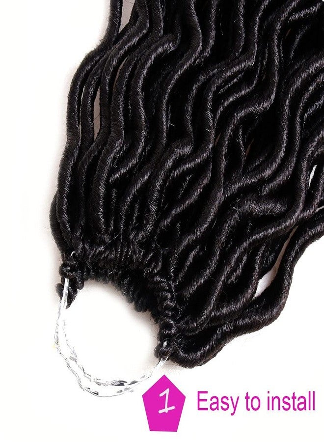 Ali Bling 6 Packs Goddess Locs Crochet Hair Wavy Curly Faux Locs Crochet Braids Synthetic Hair Extensions Dreadlocks Crochet Low Temperature Braiding Hair (14" (6 Packs), #2) - Image 5