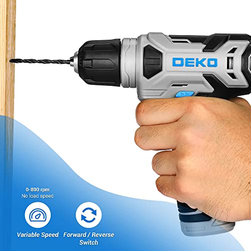 DEKOPRO ديكوبرو 8 فولت مثقاب لاسلكي، مجموعة مثاقب مع فكي بدون مفتاح 3/8"، ضوء LED مدمج، كابل شحن نوع-C، 42 قطعة ملحقات، مثقاب كهربائي للحفر وتثبيت/فك البراغي - Image 4