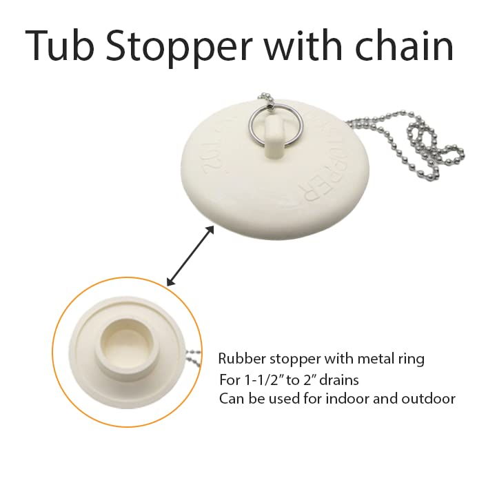 Gadgetime USA - Tub Stopper with Chain - Rubber Drain Cover - for Kitchen, Bathtub, Shower, Sink & Laundry for 1 1/2 inch to 2 inch - Image 3