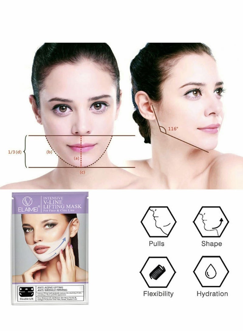 Zikra V-Shape Mask, Hanging Ears Hydrogel Line V, Lifting and Contouring Facial Line, Suitable for Double Chin Reduction, Facial Lifting - Image 2