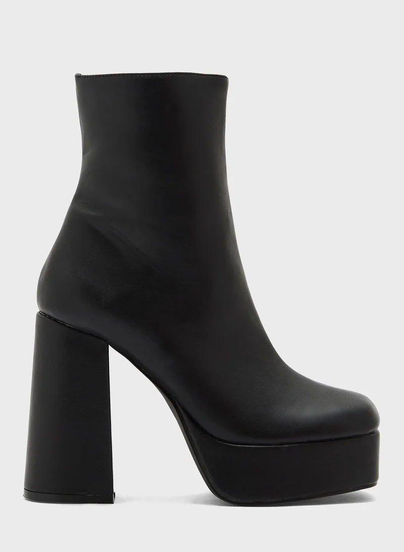 Missguided Faux Leather High Heel Ankle Boots