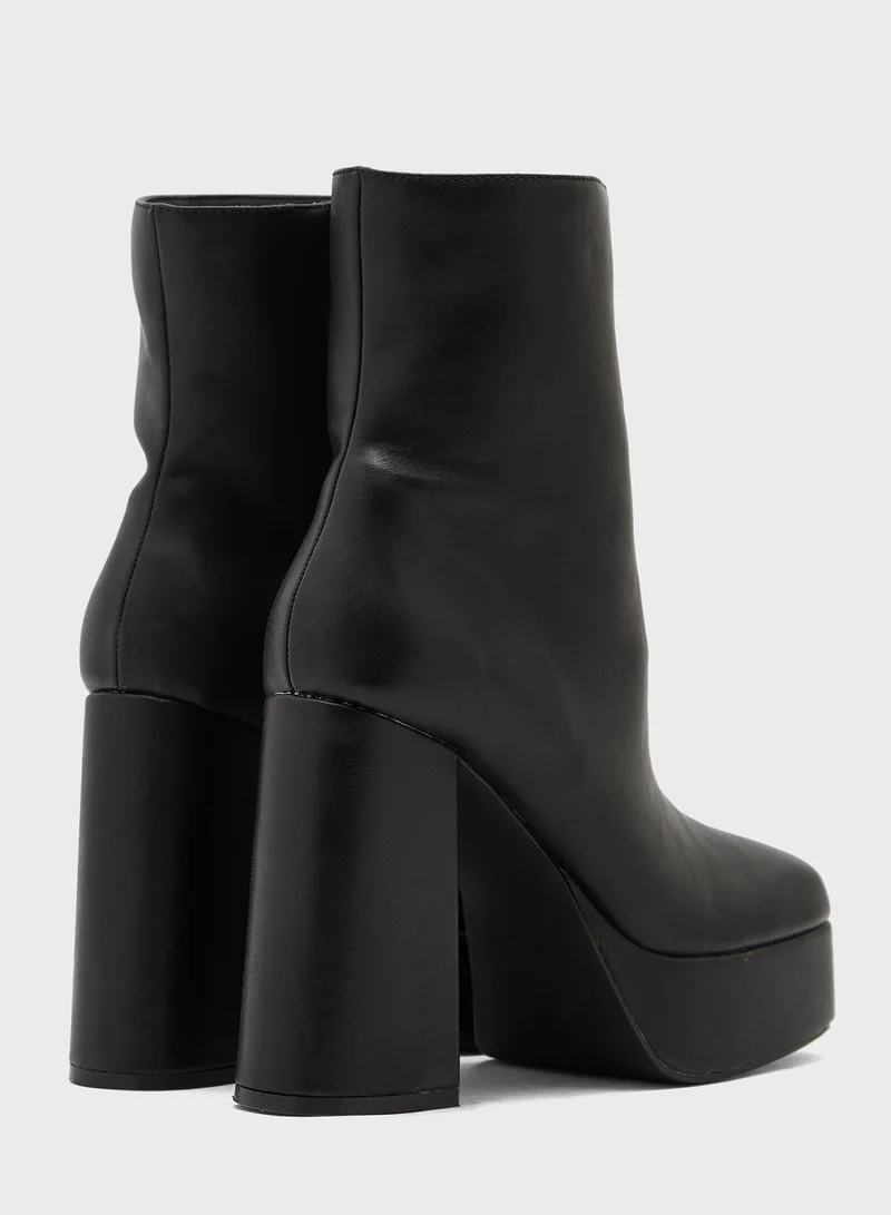 Missguided Faux Leather High Heel Ankle Boots