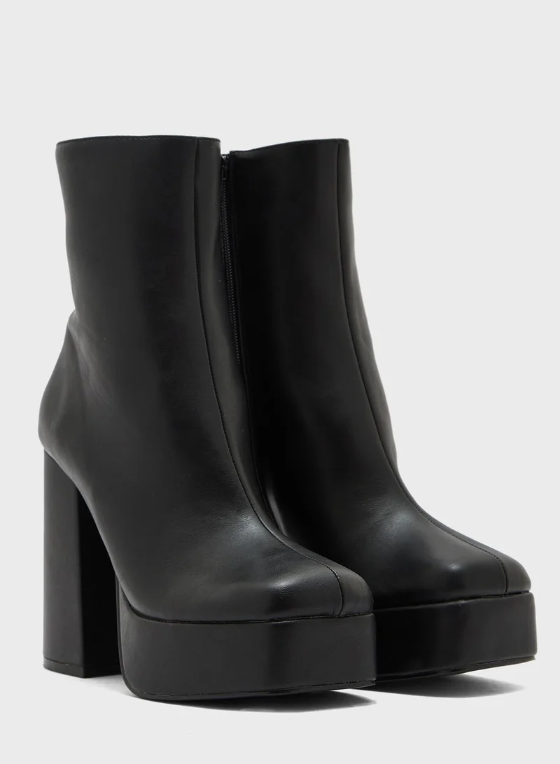Missguided Faux Leather High Heel Ankle Boots