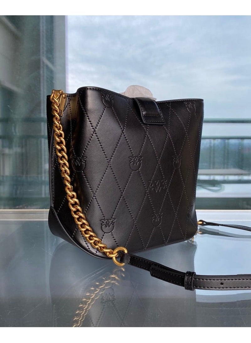 Pinko Bucket-shaped Embossed Crossbody Shoulder Bag 21*15*9.5cm - Image 3