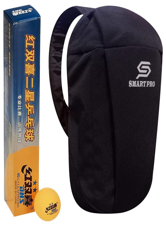 دي إتش أس كرة تنس الطاولة DHS 40 مم، نجمتان، برتقالية (علبة من 6 قطع)، 48 قطعة مع غطاء Smart PRO TT خاص، أسود سريع - Image 2