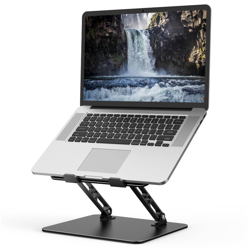 Gogoonike Adjustable Laptop Stand for Desk, Metal Foldable Laptop Riser Holder, Portable Desktop Book Stands, Ventilated Cooling Computer Notebook Stand Compatible with 10-15.6â€ Laptops - Image 1