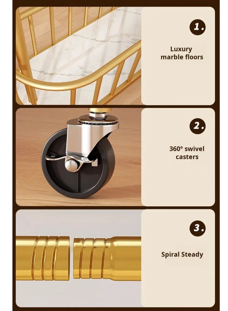 Arabest حامل معاطف قابل للإزالة قائم على الأرض متعدد الوظائف مع عجلات و شماعات للحقائب - Image 3