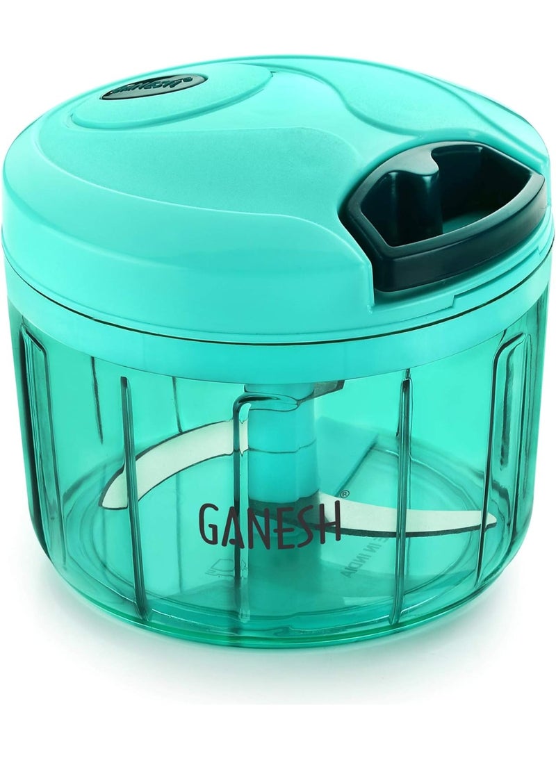 GANESH Multipurpose Plastic Vegetable Chopper Cutter 3 Blades for Effortlessly Chopping Vegetables and Fruits for Your Kitchen, Pool Green (725 ml)  - Image 1