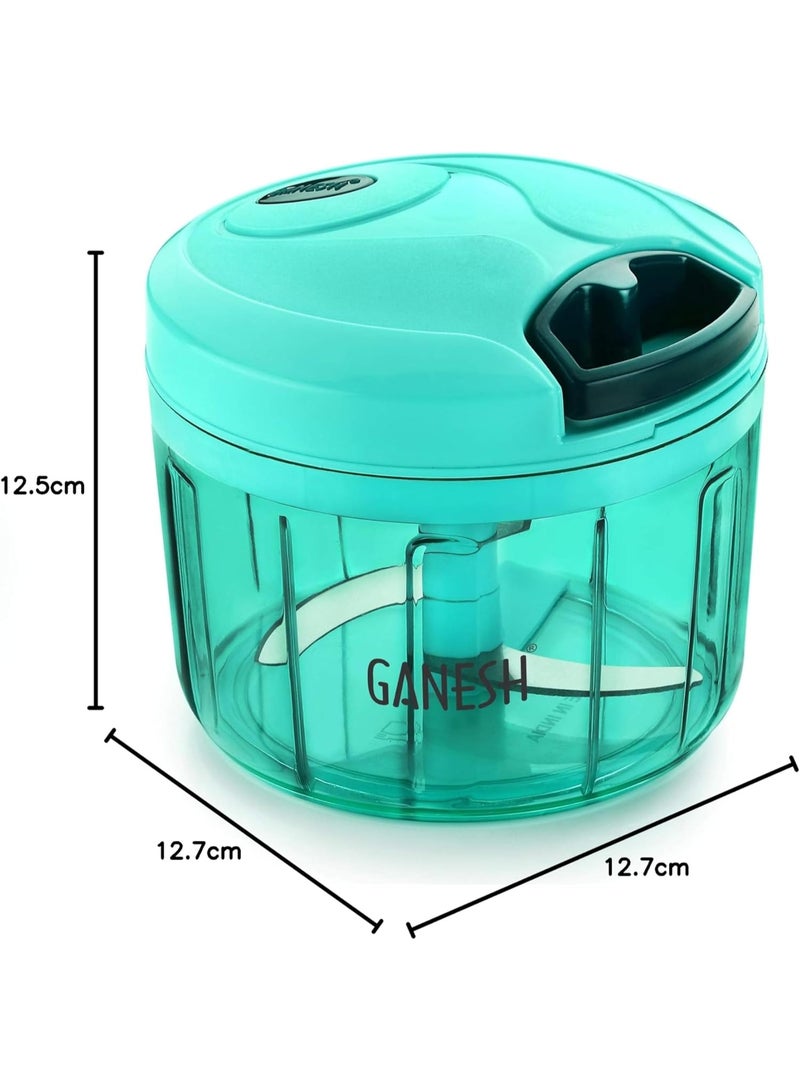 GANESH Multipurpose Plastic Vegetable Chopper Cutter 3 Blades for Effortlessly Chopping Vegetables and Fruits for Your Kitchen, Pool Green (725 ml)  - Image 5