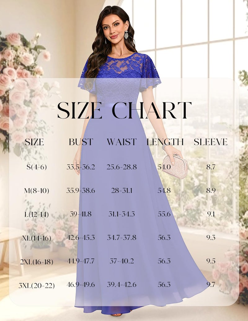 DRESSTELLS Women's Formal Dresses, Mother of Bride Wedding Guest Bridesmaid Cocktail Elegant V-Back Floor-Length Long Prom Party Lace Dress, 2025 Fall, Royal Blue M - Image 5