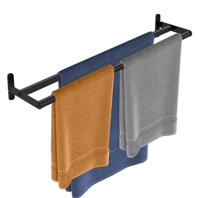 XEENEW Double Towel Bar 24 Inch Towel Racks for Bathroom Stainless Steel Bathroom Towel Holder Towel Rack Wall Mounted Towel Hanger Towel Rod Matte Black