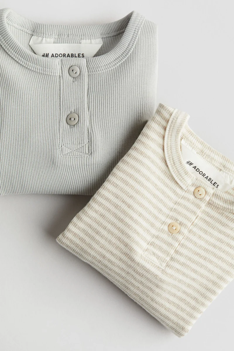 H&M 2-pack cotton Henley tops