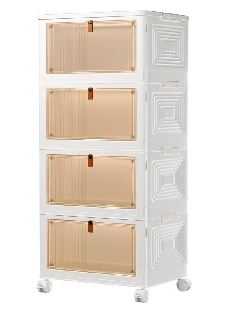 Beauenty Plastic Storage Bins with Lids, Stackable Storage Containers with Wheels, Folding Storage Boxes, Collapsible Storage Bins, Multi-Purpose Folding Storage Containers for Home and Office - Image 1