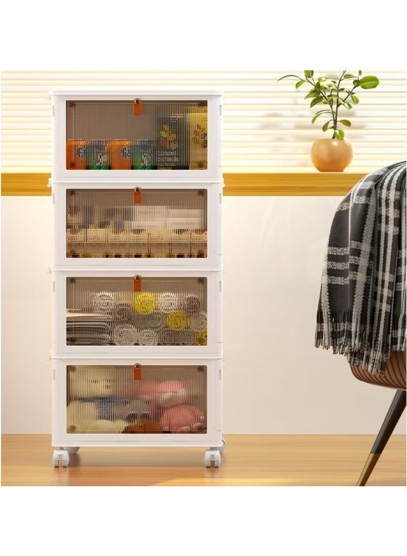 Beauenty Plastic Storage Bins with Lids, Stackable Storage Containers with Wheels, Folding Storage Boxes, Collapsible Storage Bins, Multi-Purpose Folding Storage Containers for Home and Office - Image 4