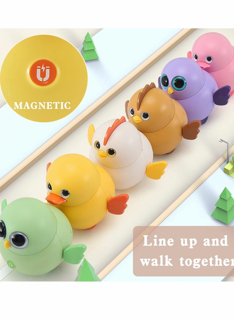 SOLARAE Swinging Chicken Toy, 6 Pcs Electric Walking Animal Walking Chick Team, Funny Swing Squad Can Fixed-Point Toddler Toys for Kids - Image 4