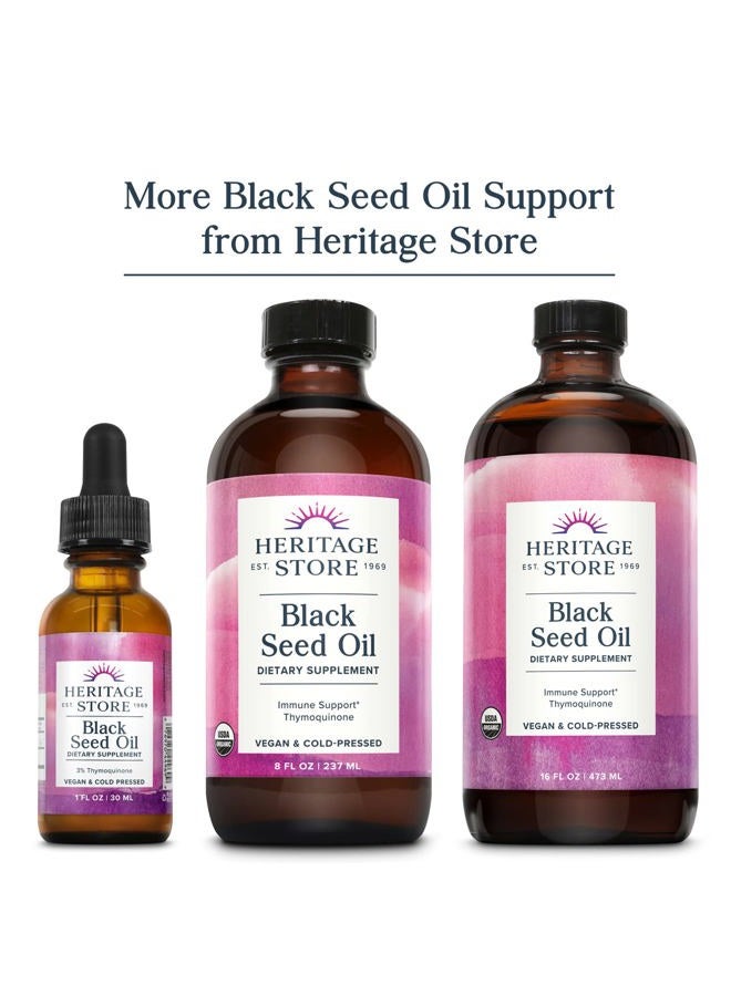 Heritage Store Black Seed Oil Liquid Capsules 650mg, Nigella Sativa Oil Supplement with Thymoquinone, Omega 3 6 9, Antioxidant, Cholesterol, Digestive, Joint & Immune Support*, Vegan, 45 Serv, 90ct - Image 5