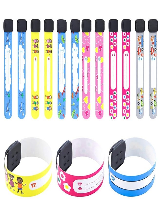 Climberty® 12 Pack Kids Safety ID Wristband - Waterproof PVC Wristband, Write-on Wristband Anti-Lost Identification Wristband with Buckle for Travel, Outing, Group Activity, 19.2cm x 2.15cm - Image 1