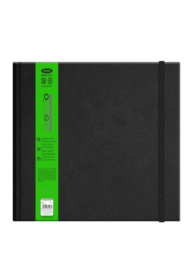 Anupam SketchO Sketchbook Hardbound, Landscape Opening A3 Size, 140 GSM Acid Free Natural Shade Paper with Elastic Closure (128 Pages) - Image 1