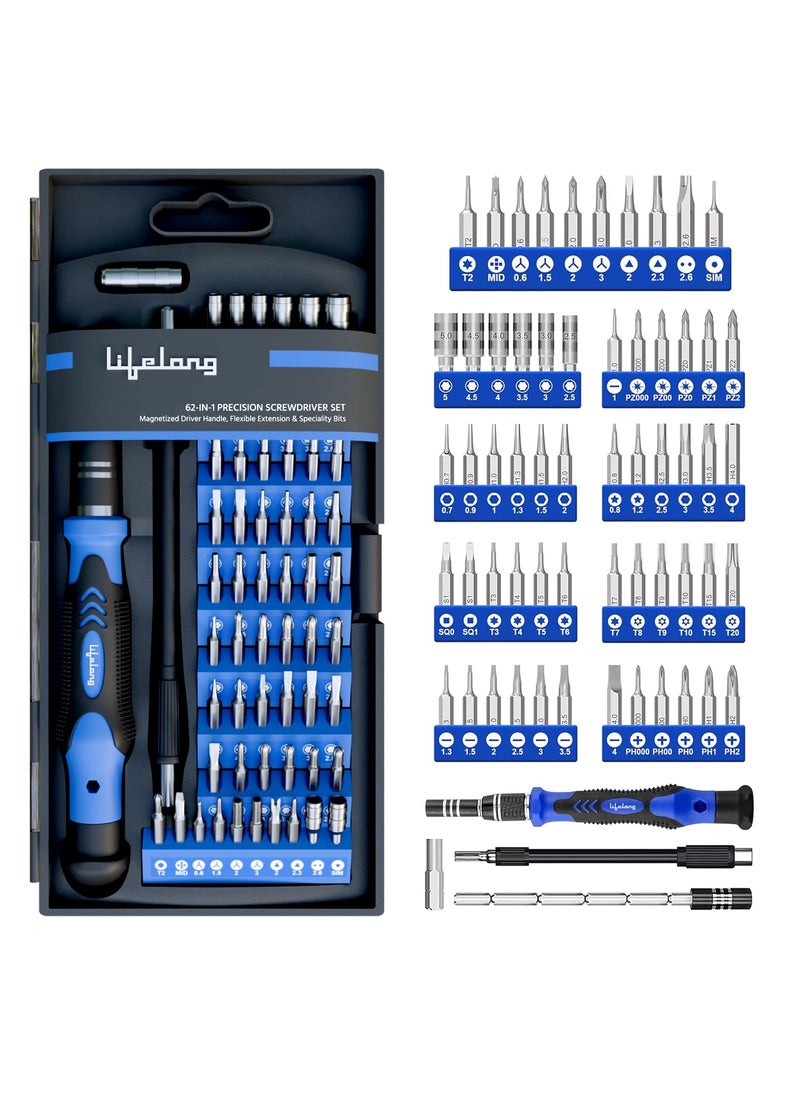 Lifelong Lifelong 62 in 1 Magnetic Screwdriver Set, Tool Kit for Home Use Multipurpose - Furniture & Electronic Repair | Extendable & Flexible Shaft for Hard-to-Reach Places | Laptops, Phones etc. (LLETK09)  - Image 1