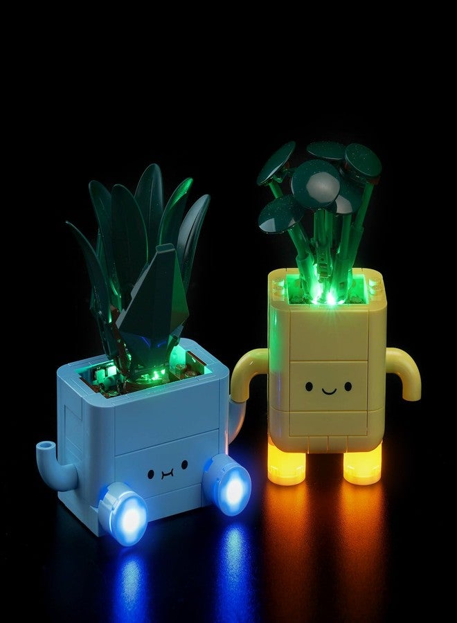 مصباح BrickBling متوافق مع مجموعة نباتات ليغو السعيدة 10349، أضئ مجموعتك النباتية، إصدار مطور من المصباح - لا يشمل نموذج النباتات - Image 1