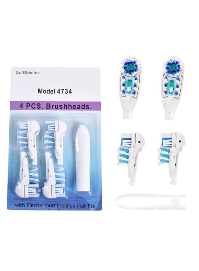 EBIEFLY 4 Pcs Sensitive Toothbrush Dual Clean Replacements Attachments Brush Heads Refill Accessories Compatible with Oral B 4732 3733 4734 with Rotating Power Toothbrush Heads & Crisscross Bristles