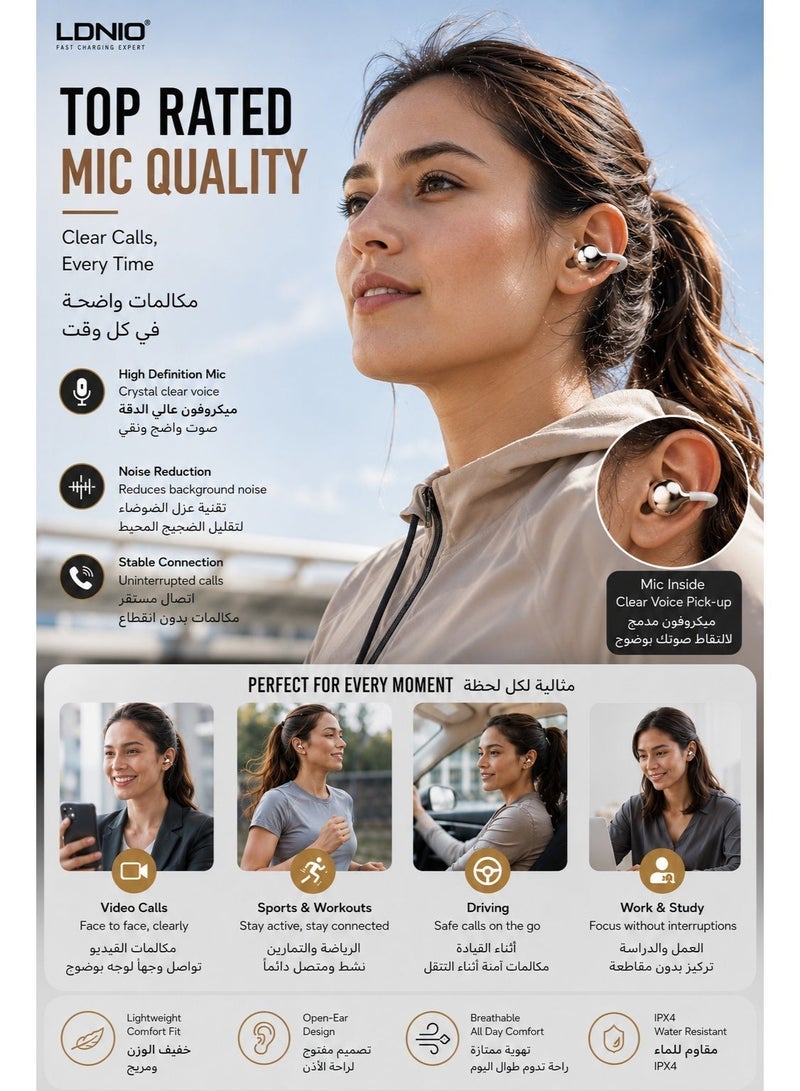 LDNIO سماعات أذن لاسلكية ستيريو بلوتوث مفتوحة في الأذن - Image 4
