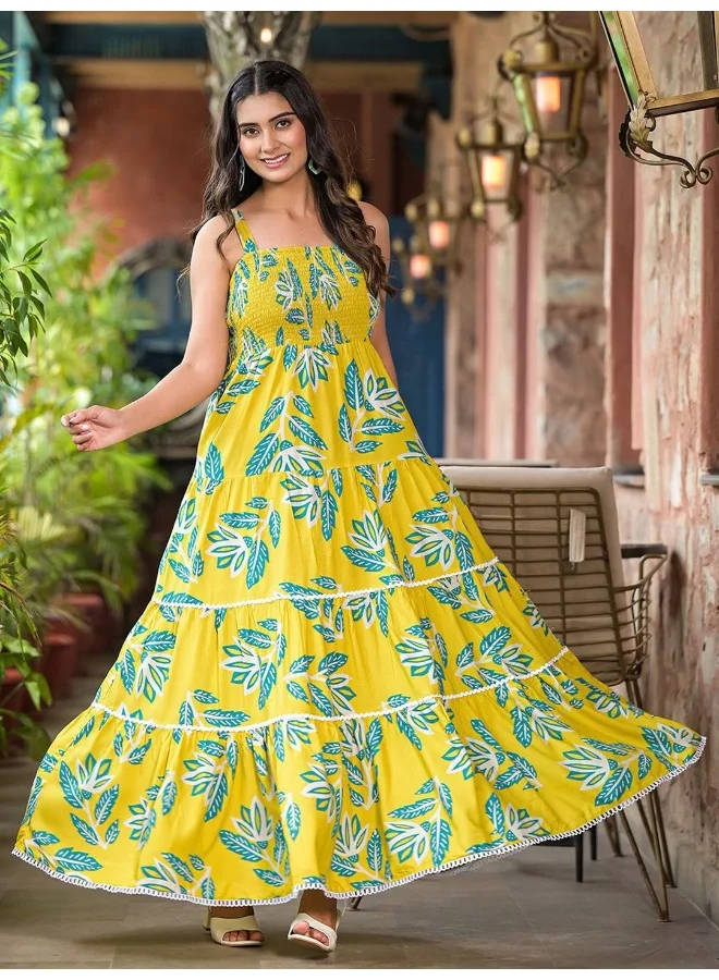 أيه كيه إس Lemon Yellow Tiered Maxi Dress