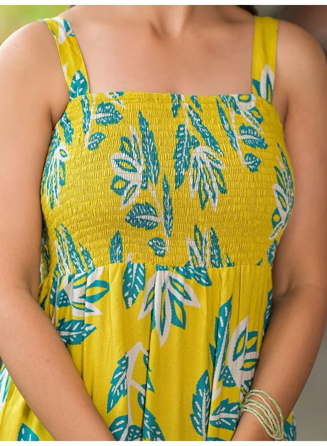 أيه كيه إس Lemon Yellow Tiered Maxi Dress