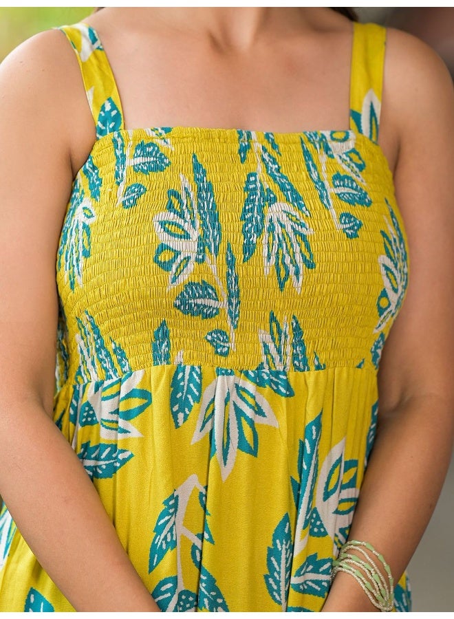 AKS Lemon Yellow Tiered Maxi Dress - Image 2