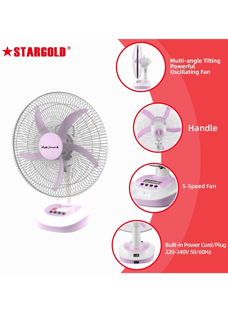 Stargold Rechargeable Oscillating Fan 5 Speed With LED Light Fan 16inch 25W  - Image 4