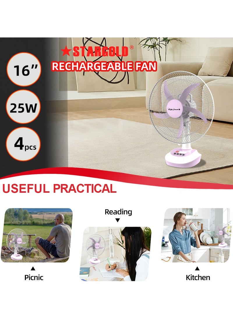Stargold Rechargeable Oscillating Fan 5 Speed With LED Light Fan 16inch 25W  - Image 2