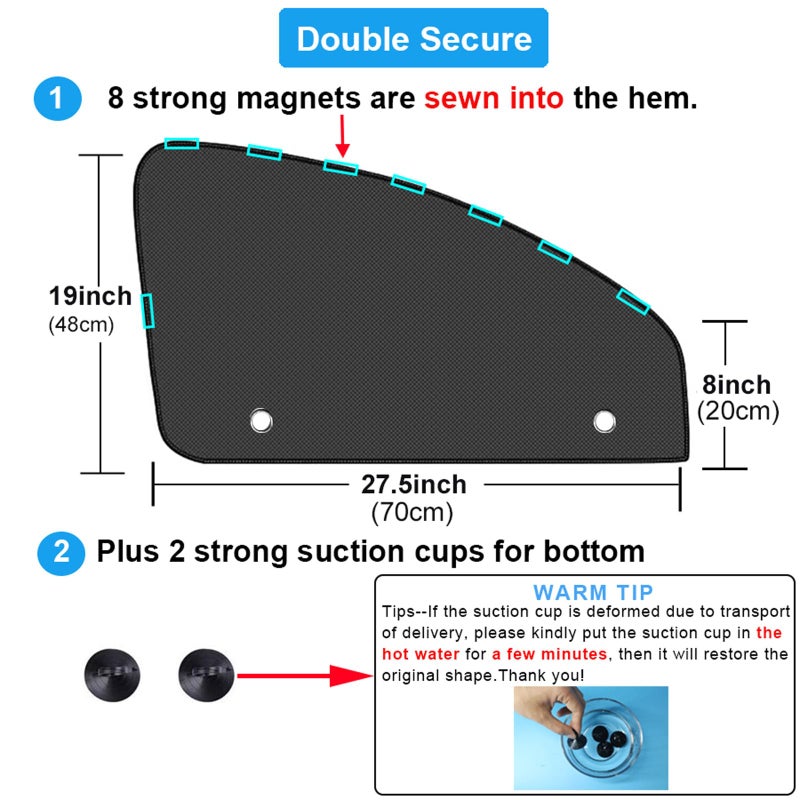 Ovege Car Window Shades Magnetic 2pcs Universal Car Window Screen Mesh Side Window Sun Shade Automotive Window Sunshades for Driver Passenger (Front Seat 2pcs-) - Image 2