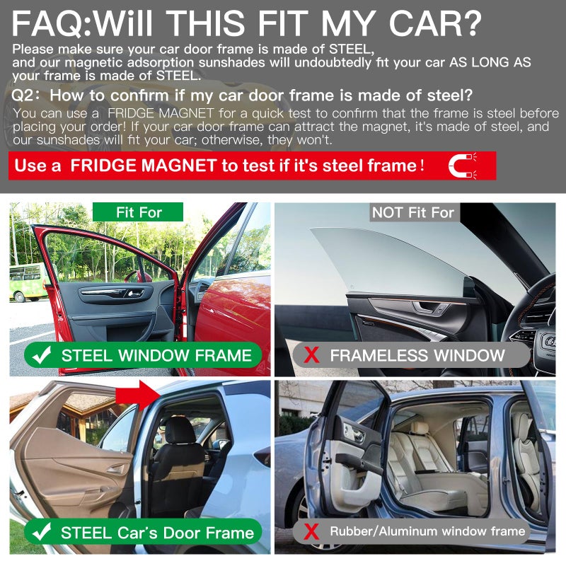 Ovege Car Window Shades Magnetic 2pcs Universal Car Window Screen Mesh Side Window Sun Shade Automotive Window Sunshades for Driver Passenger (Front Seat 2pcs-) - Image 4