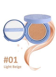 MAYCHEER Lasting Waterproof BB Cushion, SPF50/PA++ Flawless Air Cushion BB Cream, Moisturizing Face Concealer for Under-Eye Dark Circles and Spots, No.1 Light Beige  - Image 1
