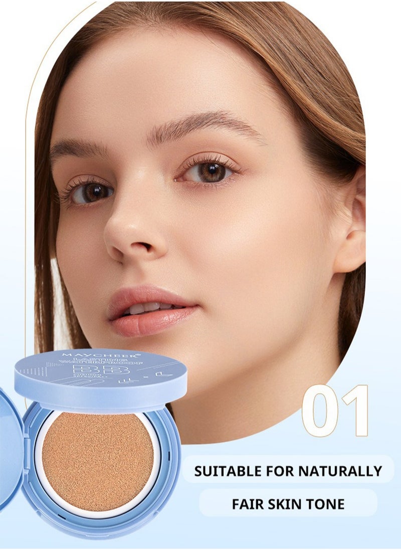 MAYCHEER Lasting Waterproof BB Cushion, SPF50/PA++ Flawless Air Cushion BB Cream, Moisturizing Face Concealer for Under-Eye Dark Circles and Spots, No.1 Light Beige  - Image 2