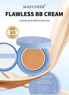 MAYCHEER Lasting Waterproof BB Cushion, SPF50/PA++ Flawless Air Cushion BB Cream, Moisturizing Face Concealer for Under-Eye Dark Circles and Spots, No.1 Light Beige  - Image 3