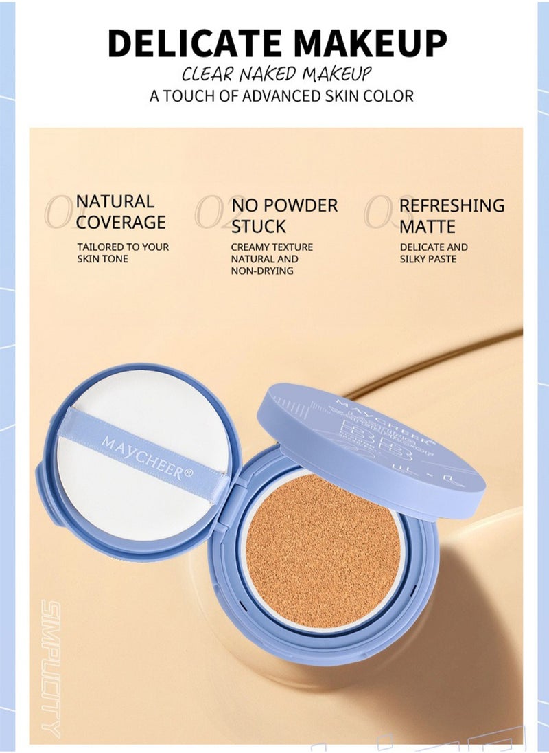 MAYCHEER Lasting Waterproof BB Cushion, SPF50/PA++ Flawless Air Cushion BB Cream, Moisturizing Face Concealer for Under-Eye Dark Circles and Spots, No.1 Light Beige  - Image 5