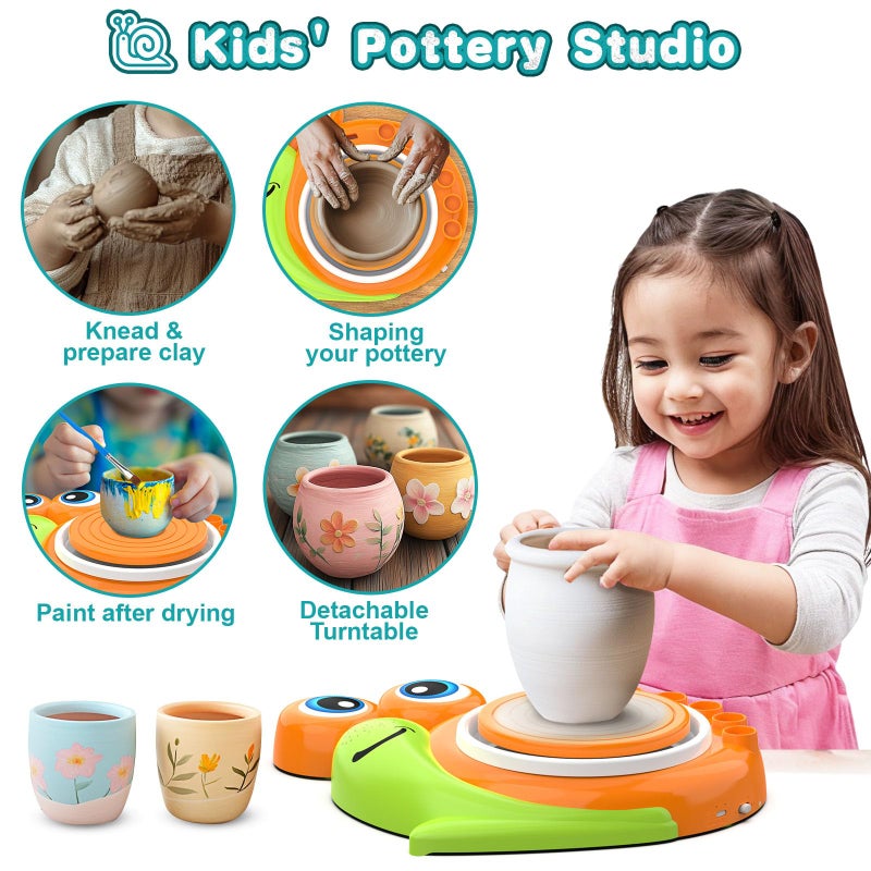 Fedonak Pottery Wheel for Kids-Complete Pottery Painting Kit Arts and Crafts for Kids Ages 8-12, Clay Sculpting Tools with 1.7lb Air Dry Clay, Birthday Christmas Gifts Toys for Boy Girls Age 6 7 8 9 10 11 12 - Image 4