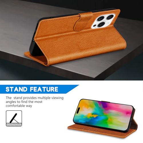 ZZXX for iPhone 16 Pro Max Wallet Case with [RFID Blocking] Card Slot Kickstand Magnetic Closure Leather Flip Fold Protective Phone Case for iPhone 16 Pro Max Case Wallet(Brown-6.9 inch) - Image 5
