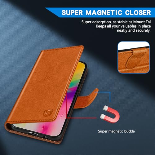 ZZXX for iPhone 16 Pro Max Wallet Case with [RFID Blocking] Card Slot Kickstand Magnetic Closure Leather Flip Fold Protective Phone Case for iPhone 16 Pro Max Case Wallet(Brown-6.9 inch) - Image 3